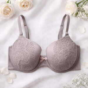 Victoria’s Secret 34DDD Lace Bra Lilac Gray Underwire Like New